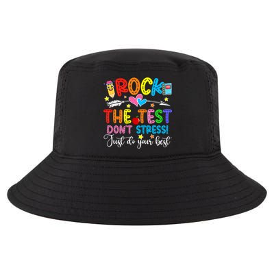 Rock The Test Don't Stress Do Your Best Testing Day Teacher  Cool Comfort Performance Bucket Hat