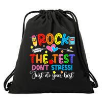 Rock The Test Don't Stress Do Your Best Testing Day Teacher  Drawstring Bag