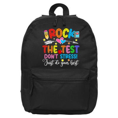 Rock The Test Don't Stress Do Your Best Testing Day Teacher  16 in Basic Backpack