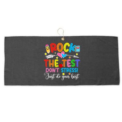 Rock The Test Don't Stress Do Your Best Testing Day Teacher  Large Microfiber Waffle Golf Towel