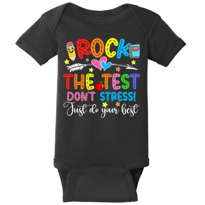 Rock The Test Don't Stress Do Your Best Testing Day Teacher  Baby Bodysuit