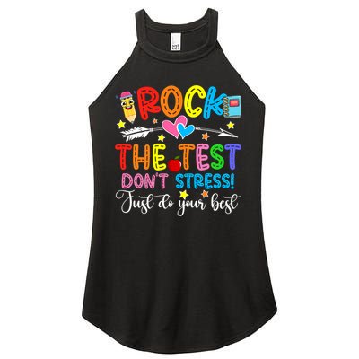 Rock The Test Don't Stress Do Your Best Testing Day Teacher  Women's Perfect Tri Rocker Tank