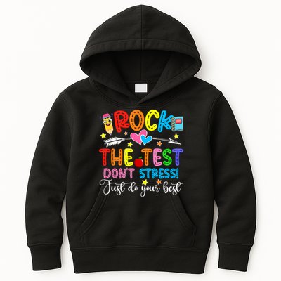 Rock The Test Don't Stress Do Your Best Testing Day Teacher  Kids Hoodie