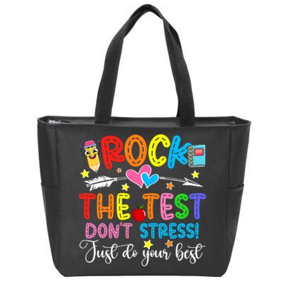 Rock The Test Don't Stress Do Your Best Testing Day Teacher  Zip Tote Bag