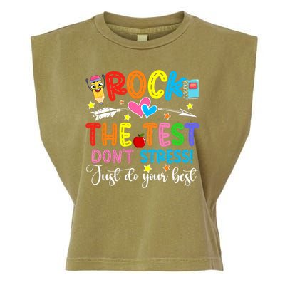 Rock The Test Don't Stress Do Your Best Testing Day Teacher  Garment-Dyed Women's Muscle Tee