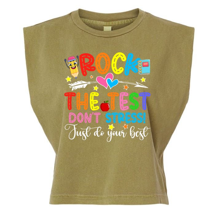 Rock The Test Don't Stress Do Your Best Testing Day Teacher  Garment-Dyed Women's Muscle Tee