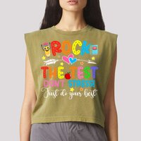 Rock The Test Don't Stress Do Your Best Testing Day Teacher  Garment-Dyed Women's Muscle Tee