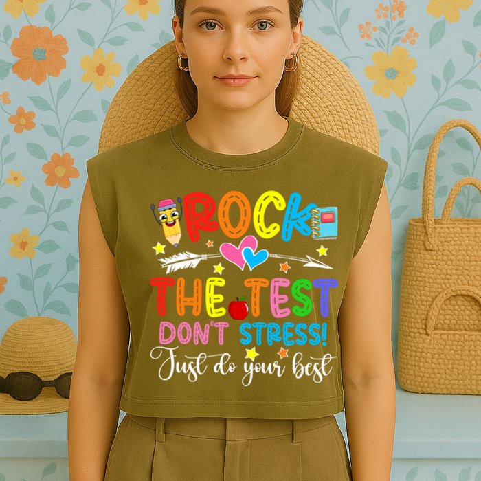 Rock The Test Don't Stress Do Your Best Testing Day Teacher  Garment-Dyed Women's Muscle Tee