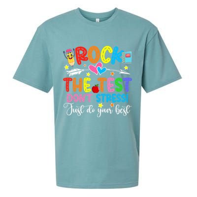 Rock The Test Don't Stress Do Your Best Testing Day Teacher  Sueded Cloud Jersey T-Shirt