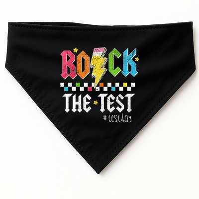 Rock The Test Testing Day Retro Motivational Teacher USA-Made Doggie Bandana