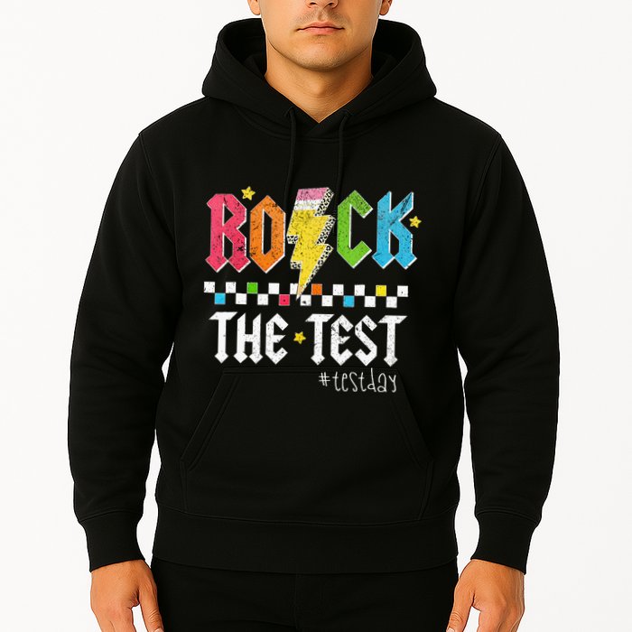 Rock The Test Testing Day Retro Motivational Teacher Hoodie