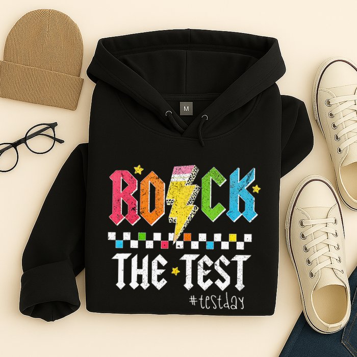 Rock The Test Testing Day Retro Motivational Teacher Hoodie