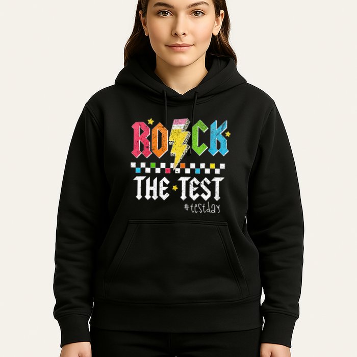 Rock The Test Testing Day Retro Motivational Teacher Hoodie