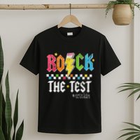 Rock The Test Testing Day Retro Motivational Teacher T-Shirt