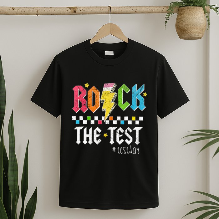 Rock The Test Testing Day Retro Motivational Teacher T-Shirt