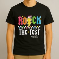Rock The Test Testing Day Retro Motivational Teacher T-Shirt