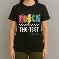 Rock The Test Testing Day Retro Motivational Teacher T-Shirt