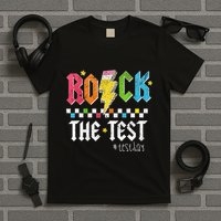Rock The Test Testing Day Retro Motivational Teacher T-Shirt