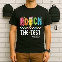 Rock The Test Testing Day Retro Motivational Teacher T-Shirt