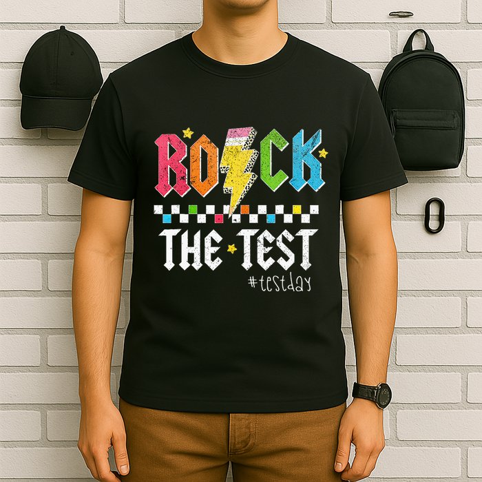 Rock The Test Testing Day Retro Motivational Teacher T-Shirt