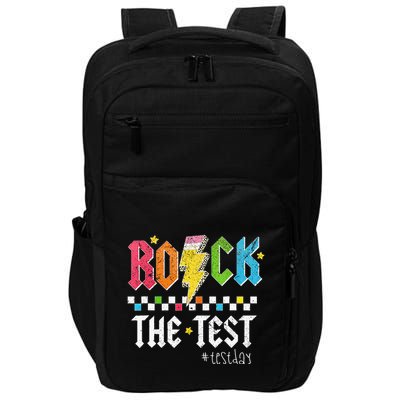 Rock The Test Testing Day Retro Motivational Teacher Impact Tech Backpack