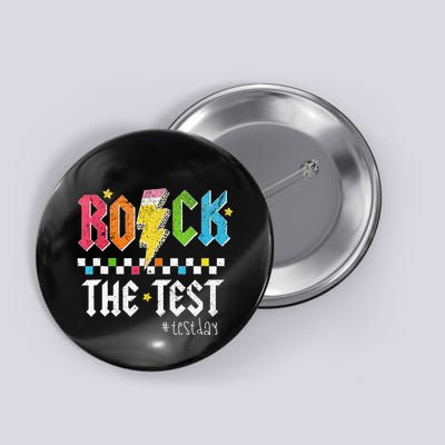 Rock The Test Testing Day Retro Motivational Teacher Button