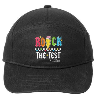 Rock The Test Testing Day Retro Motivational Teacher 7-Panel Snapback Hat