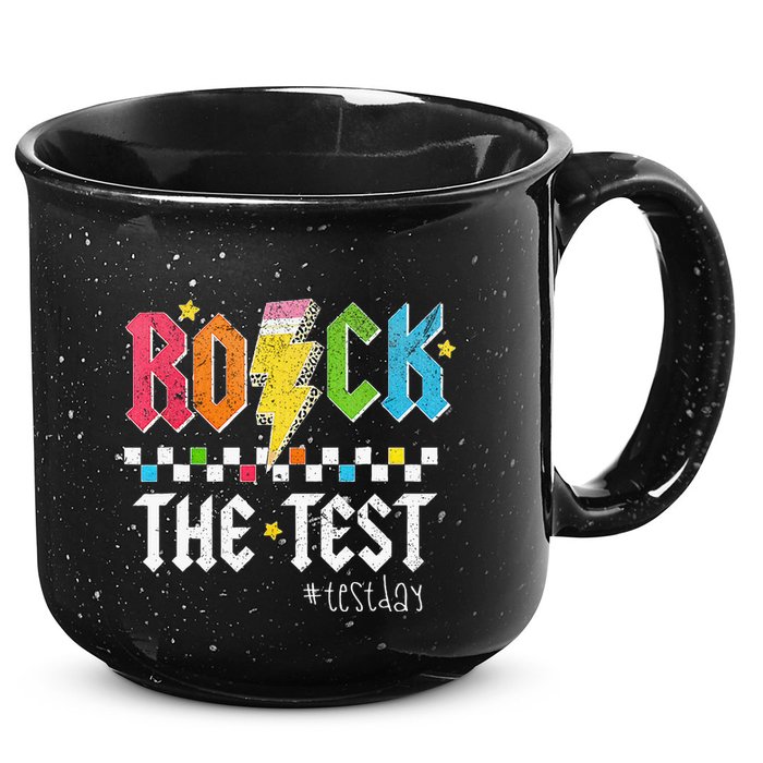 Rock The Test Testing Day Retro Motivational Teacher 15oz Campfire Ceramic Mug