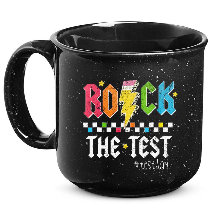 Rock The Test Testing Day Retro Motivational Teacher 15oz Campfire Ceramic Mug