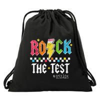 Rock The Test Testing Day Retro Motivational Teacher Drawstring Bag