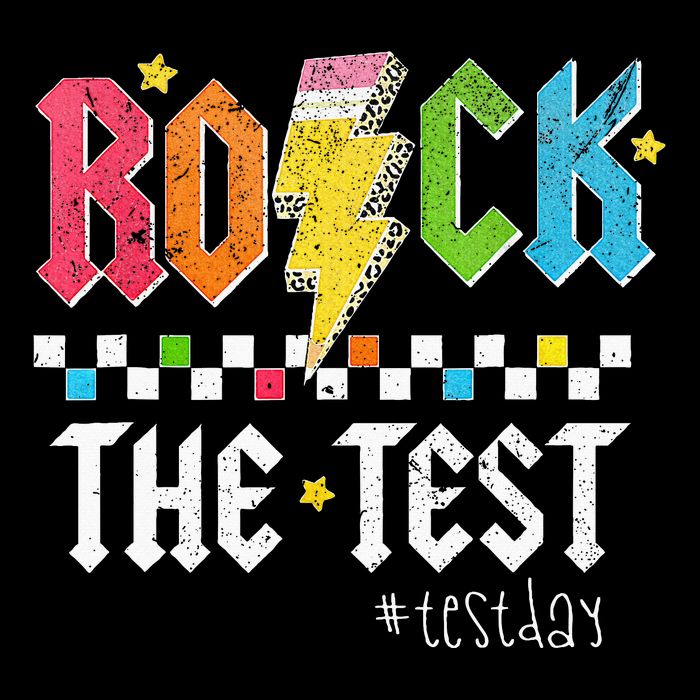 Rock The Test Testing Day Retro Motivational Teacher Drawstring Bag
