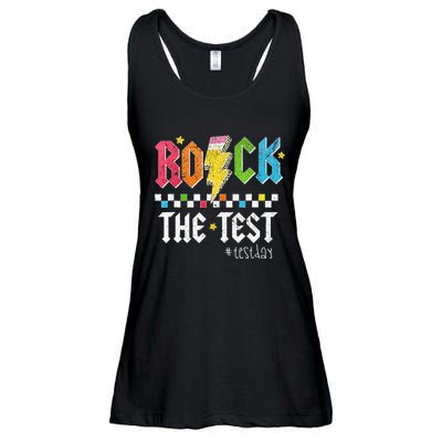 Rock The Test Testing Day Retro Motivational Teacher Ladies Essential Flowy Tank