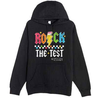 Rock The Test Testing Day Retro Motivational Teacher Premium Pullover Hoodie