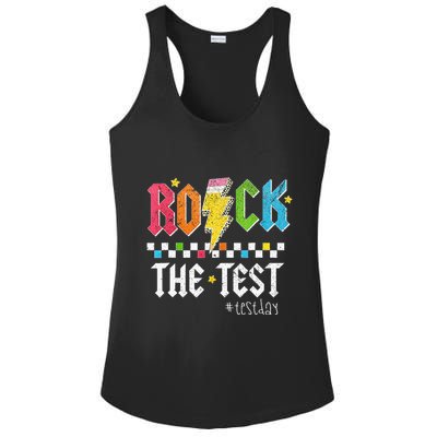 Rock The Test Testing Day Retro Motivational Teacher Ladies PosiCharge Competitor Racerback Tank