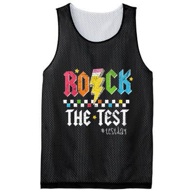 Rock The Test Testing Day Retro Motivational Teacher Mesh Reversible Basketball Jersey Tank