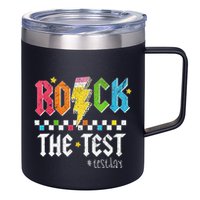 Rock The Test Testing Day Retro Motivational Teacher 12oz Stainless Steel Coffee Mug