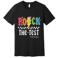 Rock The Test Testing Day Retro Motivational Teacher Premium T-Shirt