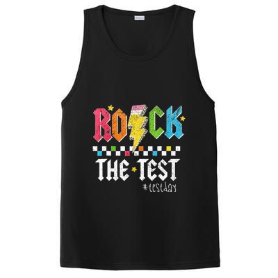 Rock The Test Testing Day Retro Motivational Teacher PosiCharge Competitor Tank