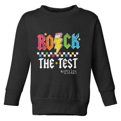 Rock The Test Testing Day Retro Motivational Teacher Toddler Sweatshirt