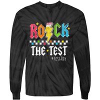 Rock The Test Testing Day Retro Motivational Teacher Tie-Dye Long Sleeve Shirt