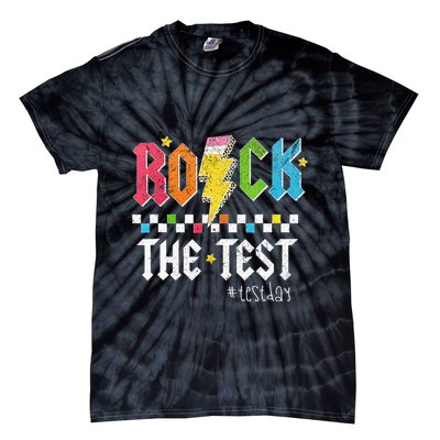 Rock The Test Testing Day Retro Motivational Teacher Tie-Dye T-Shirt