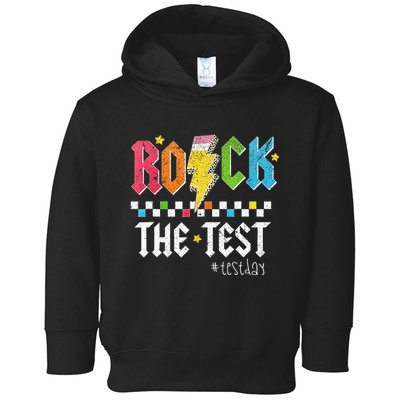 Rock The Test Testing Day Retro Motivational Teacher Toddler Hoodie
