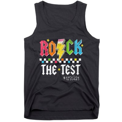 Rock The Test Testing Day Retro Motivational Teacher Tank Top