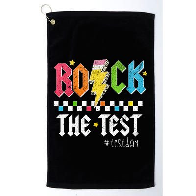 Rock The Test Testing Day Retro Motivational Teacher Golf Towel