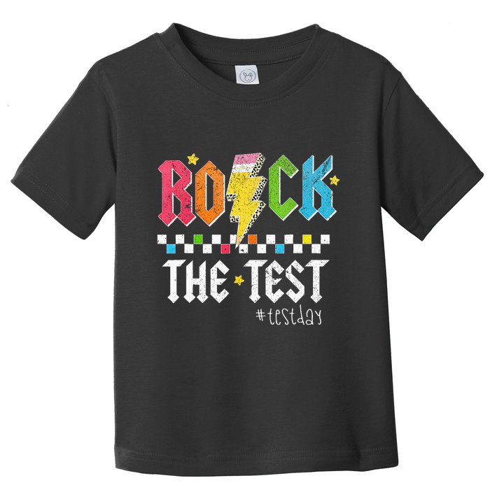 Rock The Test Testing Day Retro Motivational Teacher Toddler T-Shirt