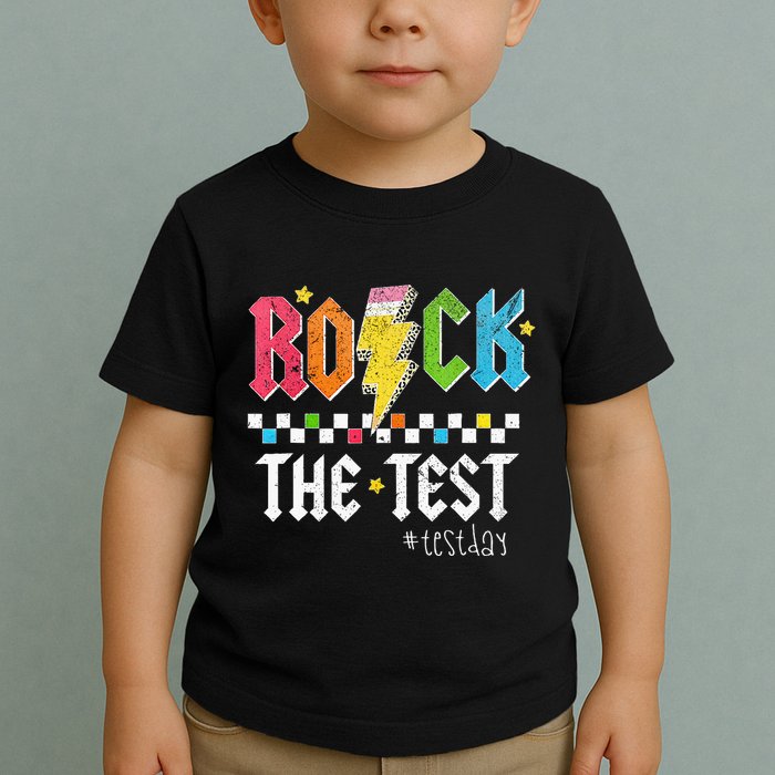 Rock The Test Testing Day Retro Motivational Teacher Toddler T-Shirt