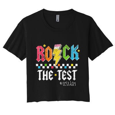 Rock The Test Testing Day Retro Motivational Teacher Crop Top