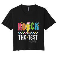 Rock The Test Testing Day Retro Motivational Teacher Crop Top