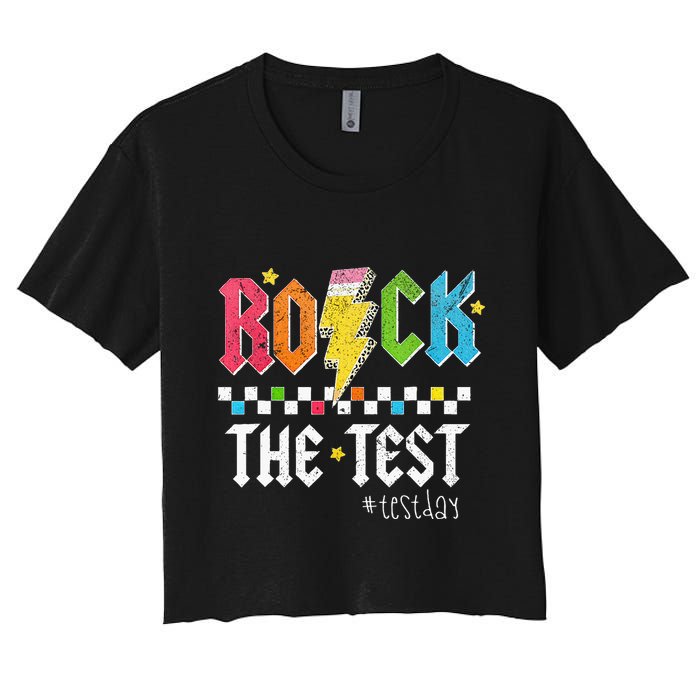 Rock The Test Testing Day Retro Motivational Teacher Crop Top