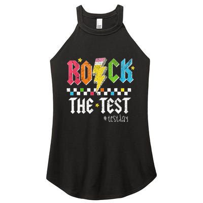 Rock The Test Testing Day Retro Motivational Teacher Women's Perfect Tri Rocker Tank
